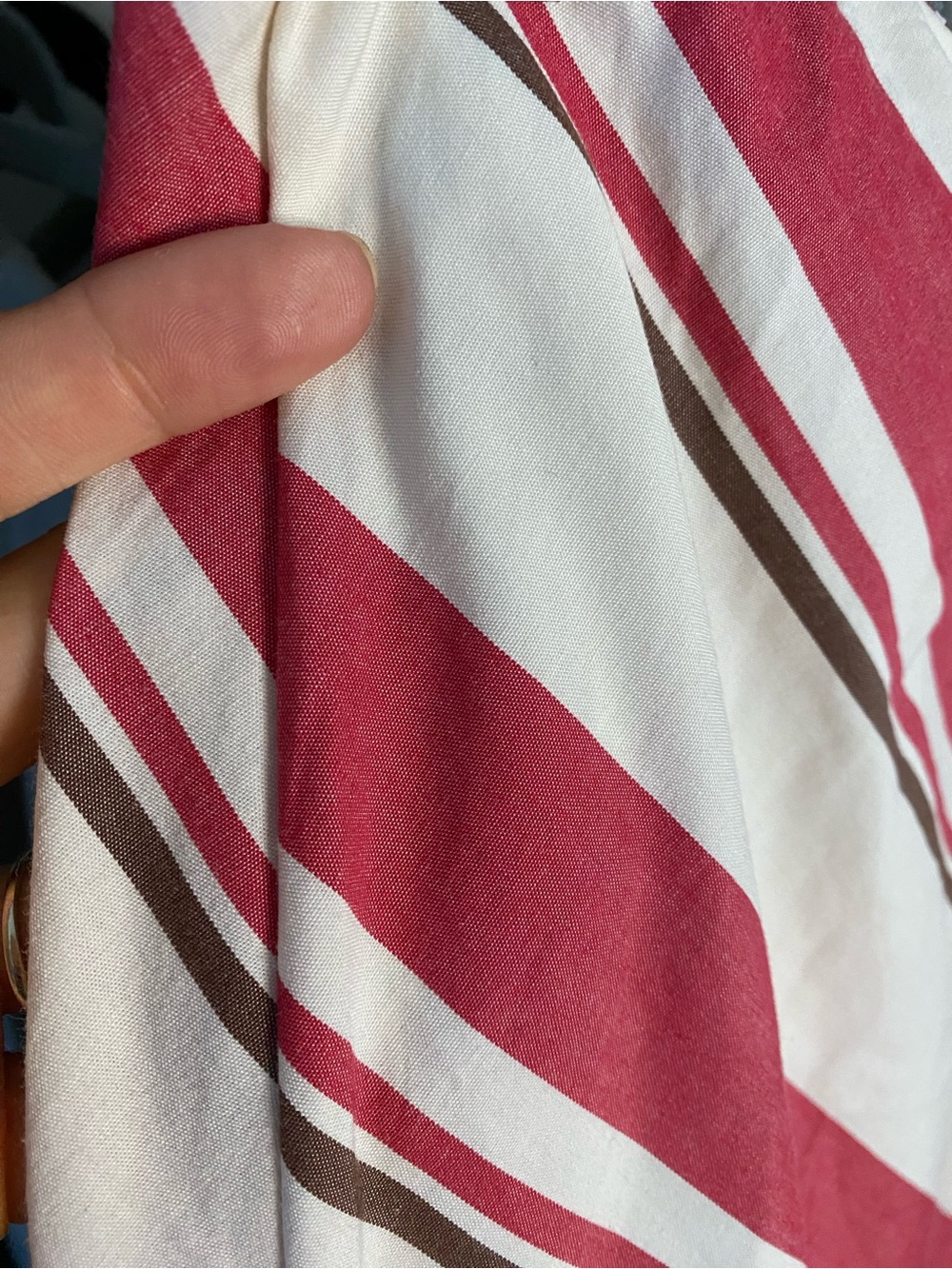 ZARA Cream Red Brown Diagonal Stripe A-Line Asymmetric Skirt! 🌺 - Picture 13 of 16